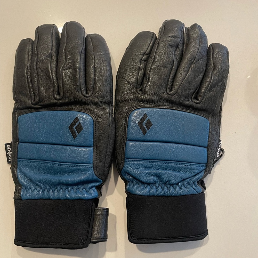 Black Diamond Spark Leather Gloves in Black and Blue